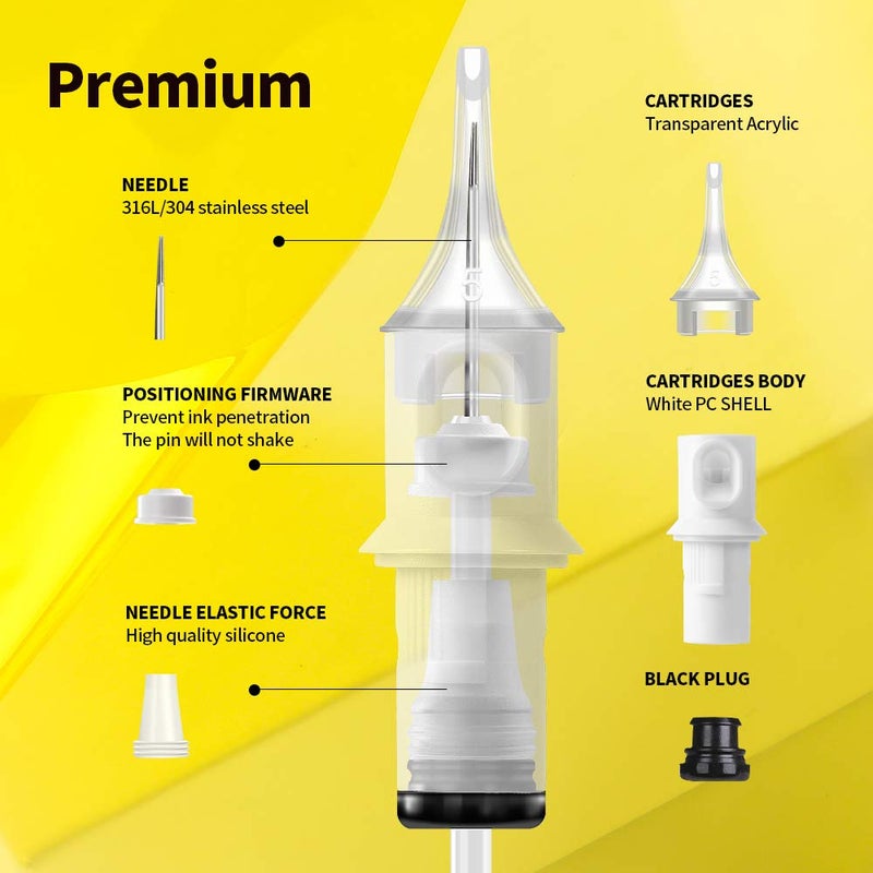 HAWINK 7RL Tattoo Needles Cartridge #12 Standard 7 Round Liner X-Taper 50PCS with Membrane Professional Disposable EN05S-50-1207RL - Image 3